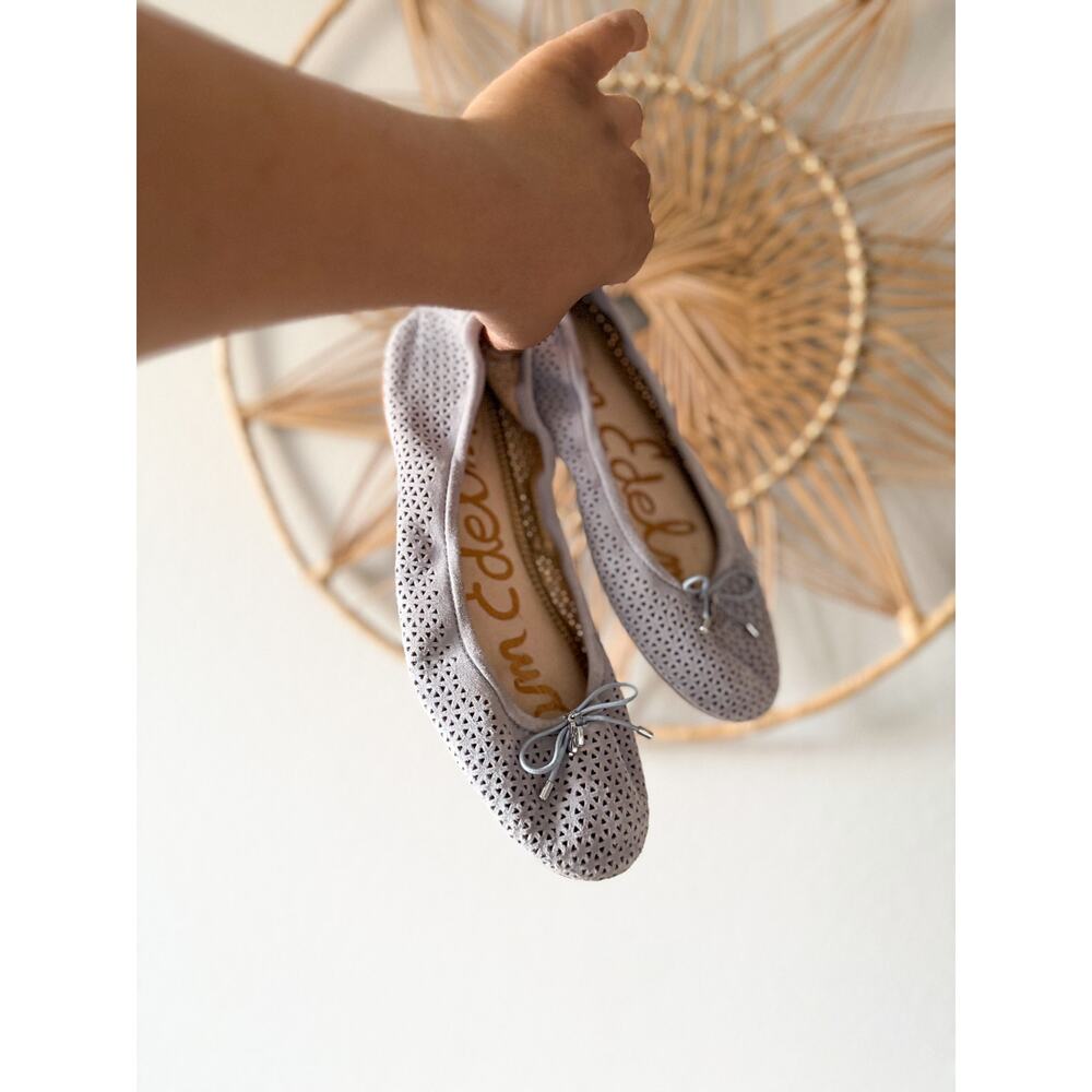 Sam Edelman Gray Silver Felicia Perforated Laser Cut Suede Leather Ballet Flats8